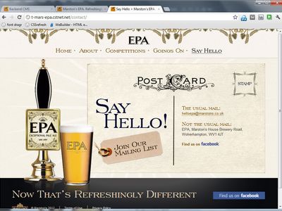 The Marston's EPA contact page on a desktop browser