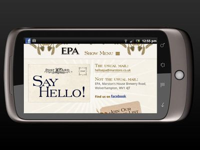 The Marston's EPA contact page on a landscape mobile device