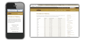 Screenshot of tabular data on a smartphone and desktop browser