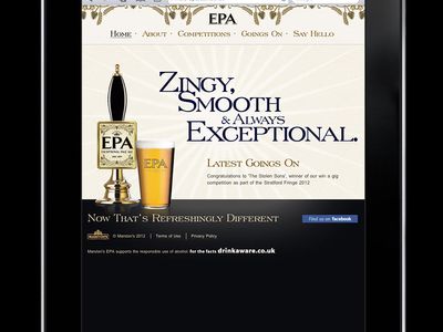 Marston's EPA home page on a tablet device