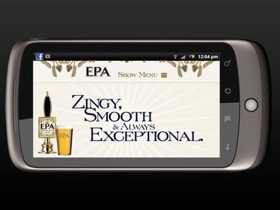 Marston's EPA home page on a landscape mobile device