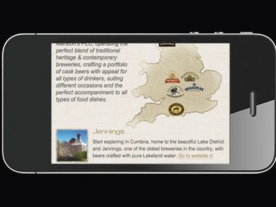 Screenshot of the Marston's PLC beers page on a landscape smartphone screen