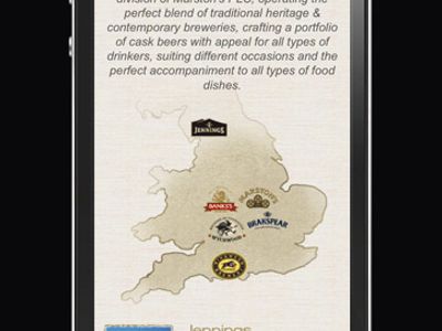 Screenshot of the Marston's PLC beers page on a portrait smartphone screen