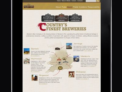 Screenshot of the Marston's PLC beers page on a tablet screen