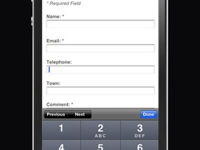 Contact form on Marston's PLC website on a smartphone