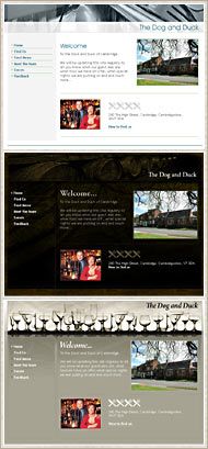 Examples of the different website templates that can be created