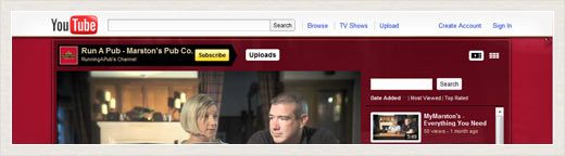 Screenshot of the Run a Pub YouTube channel page